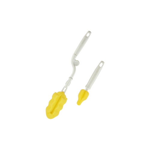 Simba Silky Rotating Quick-Release Sponge Head Bottle Brush - Designed for efficient and thorough cleaning, the Simba Silky Rotating Bottle Brush set features a soft, dense sponge head that flexes and expands to reach every corner of your baby's bottles.
