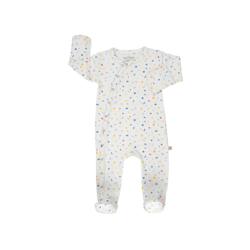 Red Caribou Footed Jumpsuit 25FW Sky Dreams - Our footed baby jumpsuit is made in Peru from 100% GOTS-certified organic Pima cotton—ultra-soft, breathable, and durable.