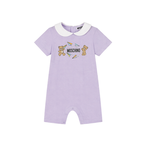 Moschino Romper Addition Fly Bear 26SS Lilac - The Moschino Fly Bear Romper is a charming everyday essential designed with both comfort and signature Moschino style.