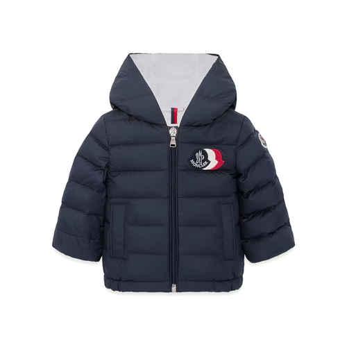 Moncler Hakan Jacket 26SS Dark Blue - A protective design for little ones, the Hakan down jacket keeps out the elements with a water-repellent main fabric and enveloping hood.