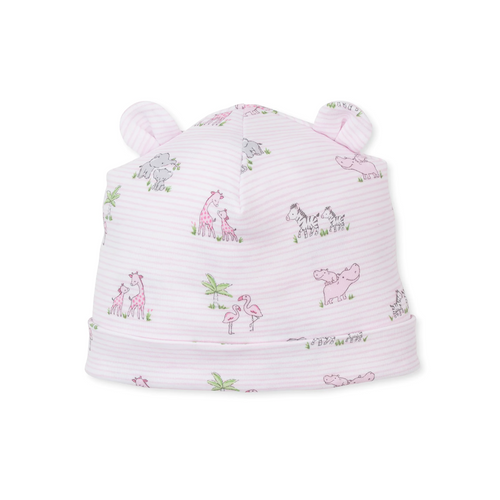 Kissy Kissy Hat Novelty PRT Party 26SS - Playfully patterned with our safari party print, our cozy hat will keep baby's head warm and covered. Made from 100% Pima cotton for the softest, snuggliest fit.