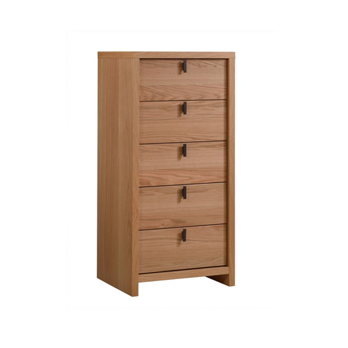 Natart Linea 5-Drawer Lingerie Chest - The Natart Linea 5-Drawer Lingerie Chest showcases Scandinavian craftsmanship at its finest — a minimalist design made luxurious through natural solid oak wood construction and clean architectural lines.