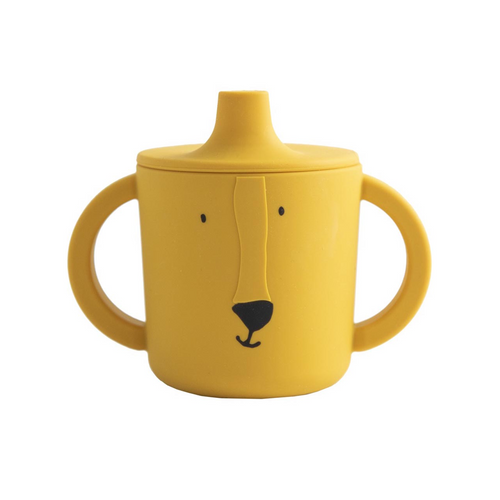 Trixie Silicone Sippy Cup Mr. Lion - The big handles make this sippy easy to use and they offer great practice for holding and tilting as your child would with an open cup.