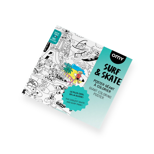 OMY Giant Coloring Poster - Surf & Skate - A line full of humor and a multitude of details, a real graphic journey to share.