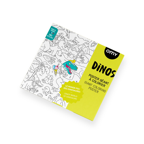 OMY Coloring Poster - Dinos - A line full of humor and a multitude of details, a true graphic journey to share between all generations.