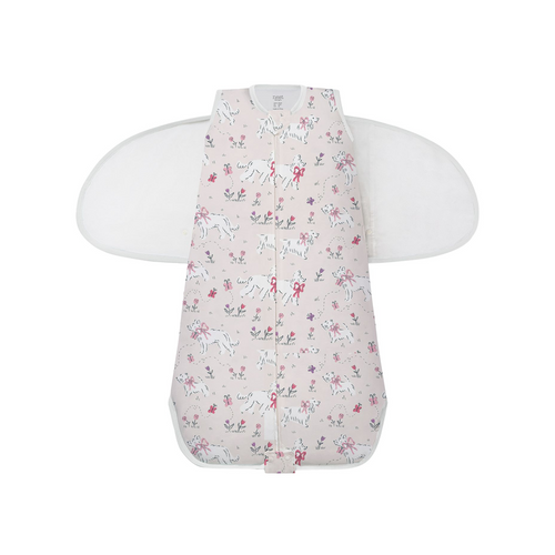Nest Designs 1.0 TOG Swaddle Sleep Bag 26SS Doggie Meadow 0M-6M - Give your little love a safe, comfortable sleep, even when temperatures heat up.