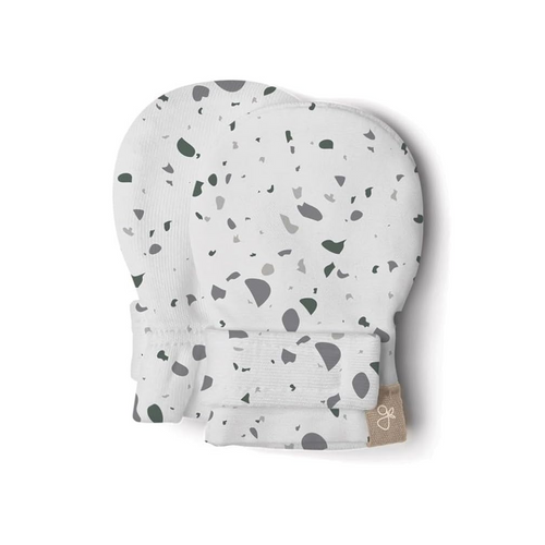 Goumikids No Flip Mitts Terrazzo Gray - Protect your baby from scratches and keep them warm with our super-soft, innovative baby mitt. Features our signature black and white pattern on the reverse side of mitt to boost brain development (0-6m) and our two-part closure system with adjustable fit as they grow.