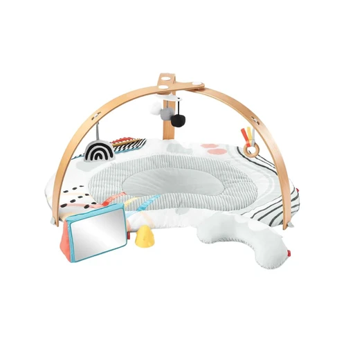 Skip Hop Discoverosity Play Gym - Crafted with sustainably sourced wooden arches and a plush sensory playmat, the five nature-inspired developmental toys include contrasting patterns, crinkle sounds, a baby mirror and more to encourage self-directed activity and exploration.