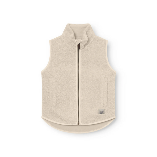 Mini a Ture Matbattal Vest. Grs 26SS Cream - MINI A TURE vest in teddyfleece with a medium-high neck to give a comfortable warmth.