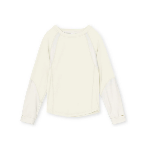 Mini a Ture Matlendi Ls T-Shirt. Grs 26SS Papyrus White - The quick dry technology ensures that moisture is rapidly wicked away from the skin, keeping the child dry and comfortable throughout their daily activities.