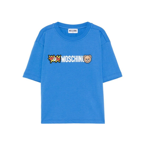 Moschino WOW T- Shirt Blue 26SS - Add a playful designer touch to your child’s everyday wardrobe with the Moschino Kids WOW T-Shirt.