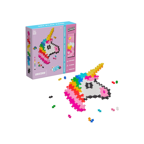 Plus Plus Puzzle by Number - Unicorn - 250pcs - Immerse yourself in an enchanting world of play and fantasy with Puzzle By Number Unicorn!