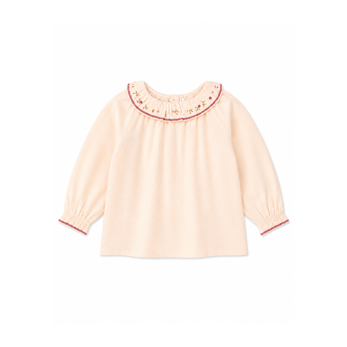 Bonpoint Blouse Dolci Shirt 26FW - Experience refined charm with the ‘Dolci’ Top by Bonpoint, presented in a delicate light pink hue.