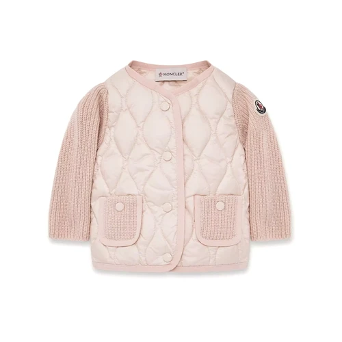 Moncler Knitwear Cardigan 26FW Pastel Pink - Worn alone during the milder months or layered under outerwear, this padded cardigan is designed to help keep your baby warm.