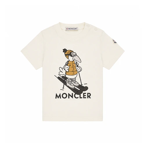 Moncler Ss T-Shirt 26FW Medium Yellow - Straight from your little one’s imagination, playful duck graphics interact with the Moncler logo on this t-shirt.