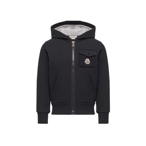 Moncler ZIP Up Cardigan Navy 26FW - Designed for everyday comfort, this zip-up hoodie is crafted from soft cotton fleece and features a practical kangaroo pocket.
