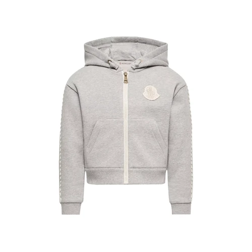 Moncler ZIP Up Cardigan Grey 26FW - Crafted from soft cotton fleece, this zip-up hoodie features inserts along the sleeves as a refined decorative element, while front pockets enhance functionality.