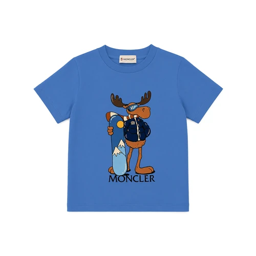 Moncler Ss T-Shirt Pastel Blue 26FW - The Moncler Short Sleeve T-Shirt brings a playful outdoor-inspired touch to an everyday essential.