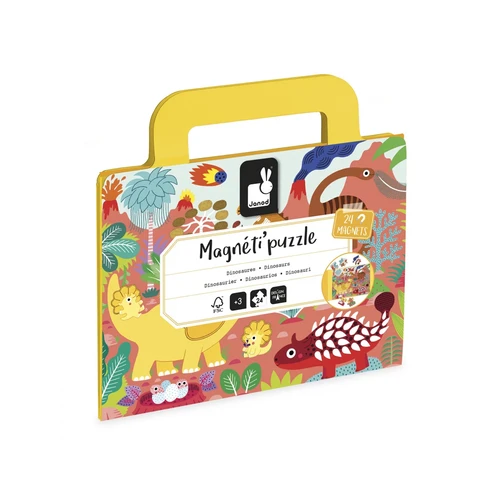 Janod Magneti'puzzles - Dino - 24 Pieces - This magnetic dinosaur puzzle is suitable for children aged 3 and up.