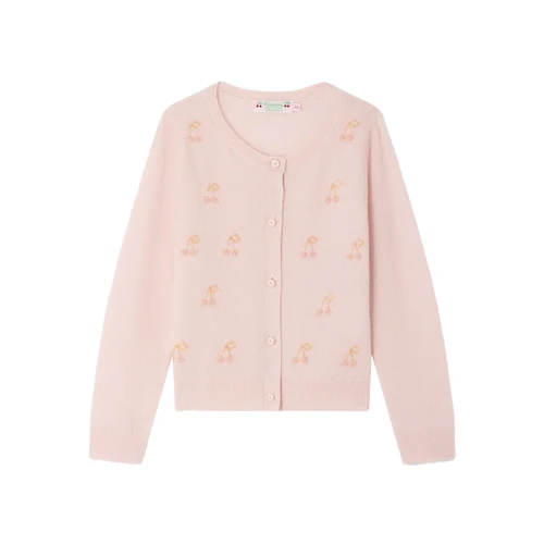 Bonpoint Marisha Cardigan Pink 26FW - This Marisha cardigan for girls is made from an incredibly soft cashmere knit.