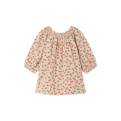 Bonpoint Muce Dress Cement 26FW - Made from organic cotton, this Muce dress for babies features Bonpoint's signature cherry motif.