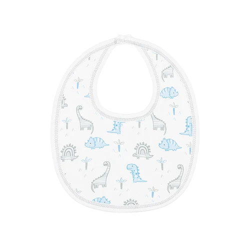 Kissy Kissy Bib PRT Dino Terrain - A fun dinosaur print patterns this cozy bib for your baby.