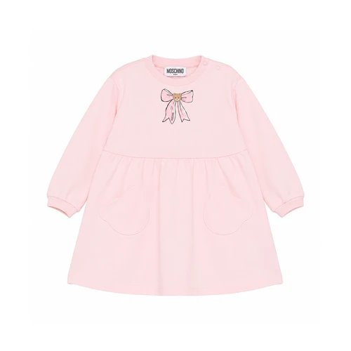 Moschino Lovely Bear Dress Sugar Rose 26FW - Add a touch of sweetness to your little one's wardrobe with the Moschino Lovely Bear Dress in Sugar Rose.