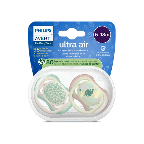 Philips Avent Ultra Air Pacifier 2pk LEO/TRO 6-18M - Provide soothing comfort to the little one in your life with the Philips Avent Ultra Air Pacifier Set.