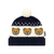 Moschino POM POM Cap W Three Bear Print NAVY - Adorable navy & ivory knitted hat for baby boys and girls by Italian brand Moschino Baby, made in a super soft cotton and wool blend.