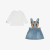 Moschino T-Shirt+skirt Set Dusk Blue 25FW - The denim pinafore dress has an instantly recognisable Moschino Teddy Bear as the front bib, with a black embroidered logo on the hem.