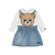 Moschino T-Shirt+skirt Set Dusk Blue 25FW - The denim pinafore dress has an instantly recognisable Moschino Teddy Bear as the front bib, with a black embroidered logo on the hem.