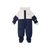 Bonpoint Bonpoint Baby Snowsuit in Blue With Hood 26SS - This Jo snowsuit is perfect for mountain vacations with your baby. Sizes up to 18 months include mittens and slippers for optimal protection from the cold.