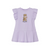 Moschino Dress With Gift Box 26SS Lilac - Adorable lilac purple dress for little girls by Moschino, featuring the brand's signature Teddy Bear on the front, holding a beautiful floral bouquet.