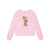 Moschino Sweatshirt Flower Bear 26SS Rose - This pink cotton sweatshirt for girls by Moschino, features the brand's signature Teddy Bear motif holding a beautiful bouquet of flowers.