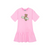 Moschino Dress Flower Bonbon Bear 26SS Pink - Pink cotton dress for girls by Moschino, with the brand's Moschino Teddy Bear logo for an instantly recognisable look.