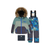 Deux Par Deux Two Piece Snowsuit Green 26FW - Technical, durable and adventure-ready, this two piece PLAY snowsuit in green and navy colorblock with blue camouflage pants keeps young explorers protected during intense winter activities with professional-grade features and bold design.