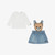 Moschino T-Shirt+skirt Set Co Cloud 26FW - The denim pinafore dress has an instantly recognisable Moschino Teddy Bear as the front bib, with a black embroidered logo on the hem.