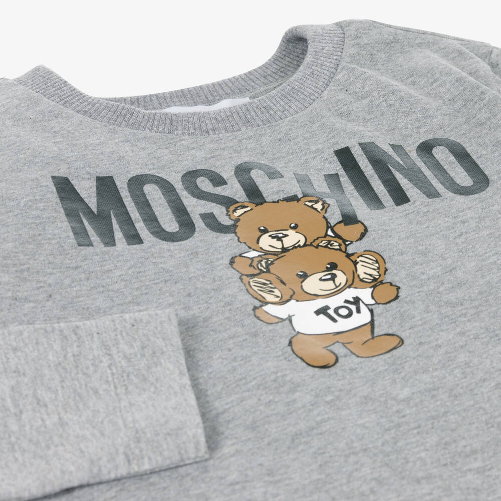 Moschino Ls Tee With Two Bears Txt Logo Grey 24FW