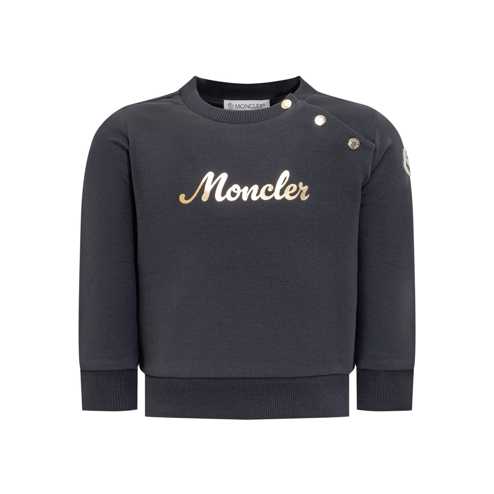 【関税/送料無料】MONCLER*Logo Printed Crewneck Sweatshirt Moncler Crew Neck Sweatshirt 24 FW Black