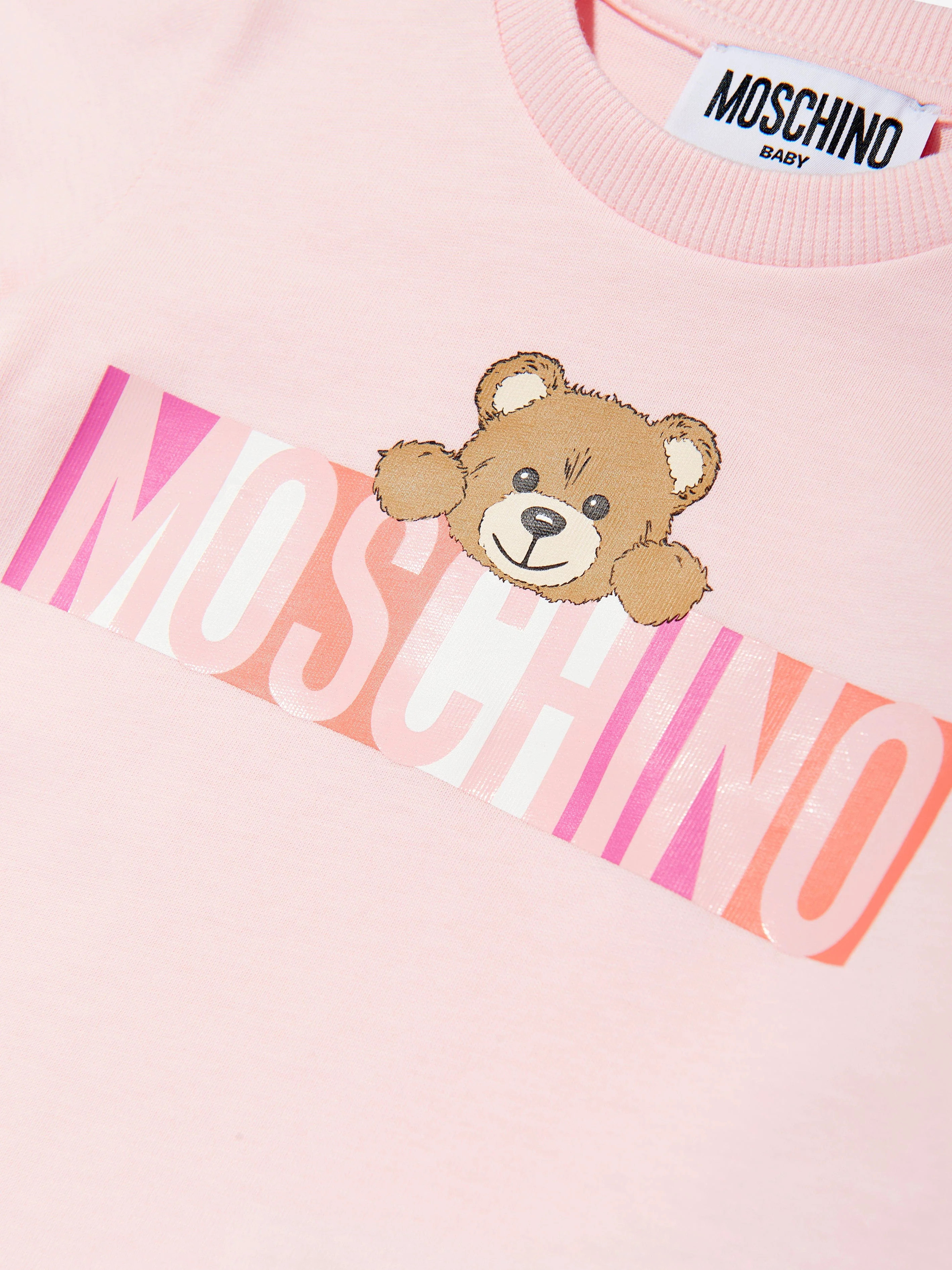 Moschino Ss Txt Logo Tee With Bear Print 25SS ROSE