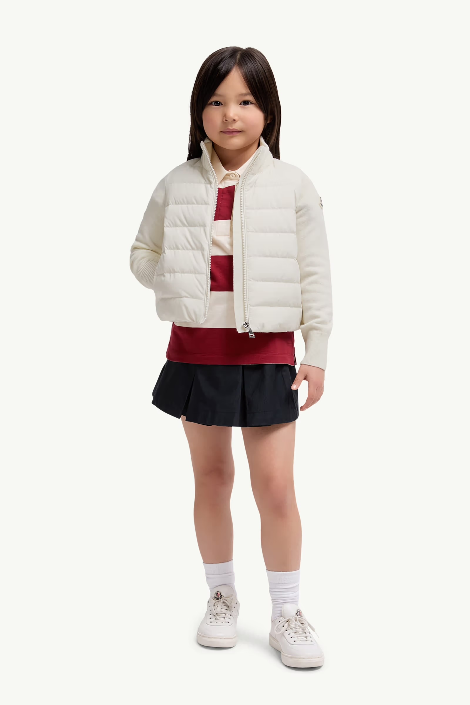 モンクレール maglia tricot cardiganダウン フリル キッズ Moncler Cardigan Tricot Cream 25FW