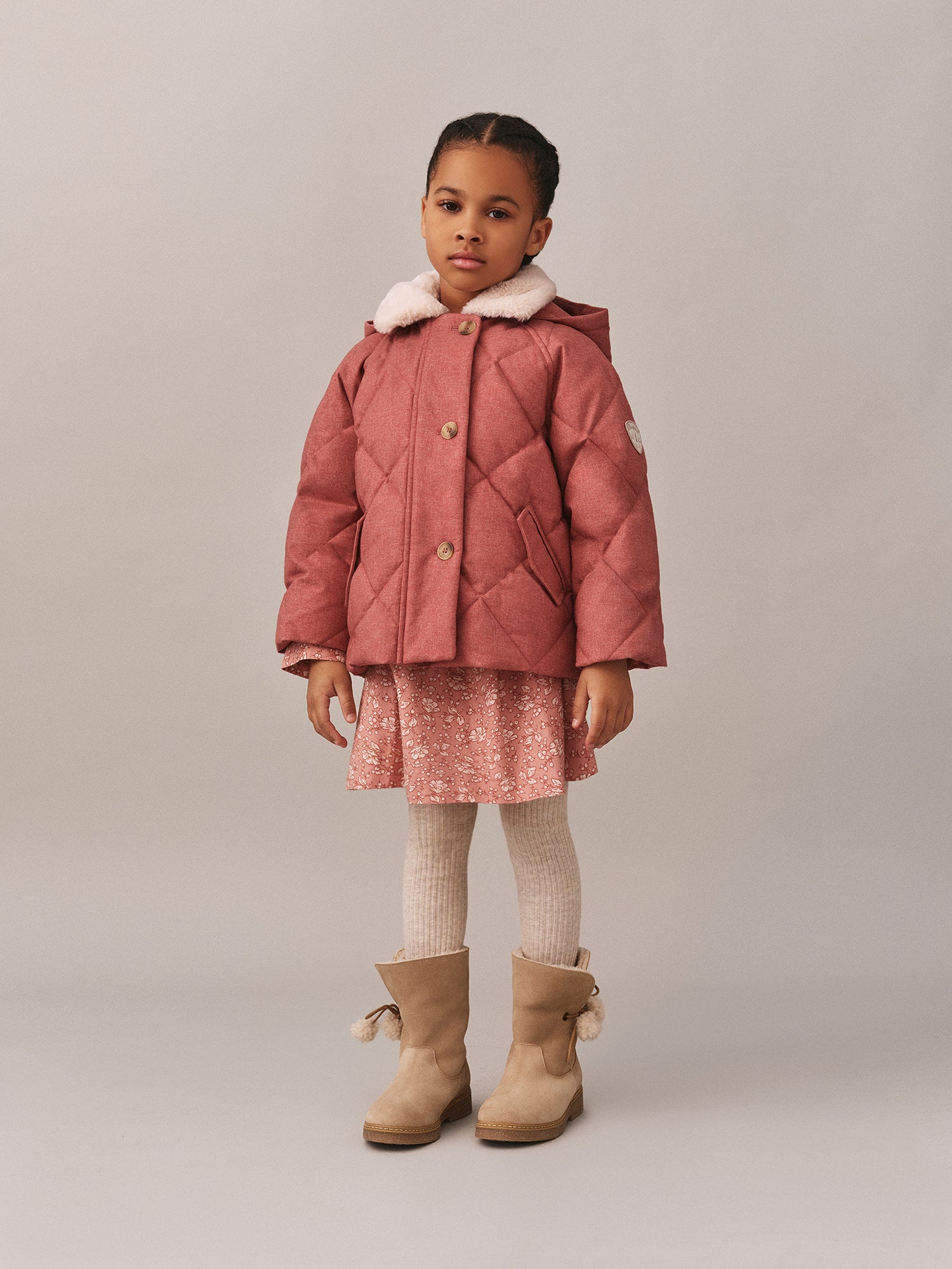 定価11.5万 Bonpoint ポンポワン ダウンジャケット6A ベビーピンク Bonpoint Janice Down Jacket With Faux Fur Collar 25FW