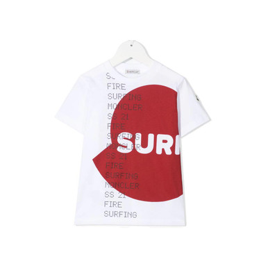 MONCLER / Tシャツ/L/コットン/WHT/E20918048250/MAGLIA T-SHIRT Moncler Kids MAGLIA T-SHIRT SURF 2021ss | BabySquare Canada