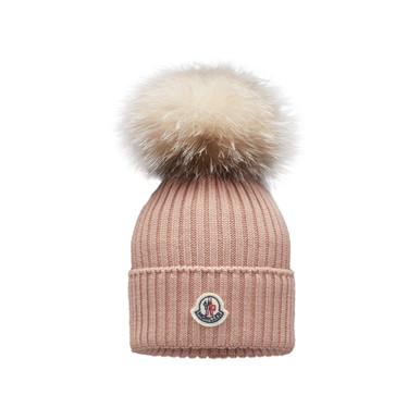 ハット MONCLER GRENOBLE Dark Pink Wool Beanie Hat Moncler-Beanie-Hat-W-PomPom-