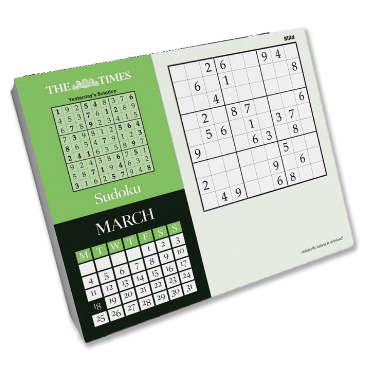 2022 Times Sudoku Calendar Baron Barclay Bridge Supply