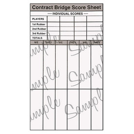 Rubber Bridge Scoring Chart