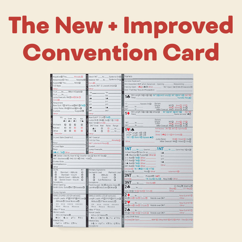 Printable Bridge Convention Card