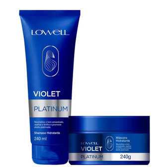 Kit Lowell Shampoo Mask Violet Platinum Neutralizes Yellow Tones Reactivates Shine 2x240ml/2x8.2fl.oz