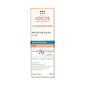 Adcos Sunscreen Fluid Shild Protection SPF 70 Colors Daily Photo Protection Hyaluronic Acid 50ml/1.69 fl.oz