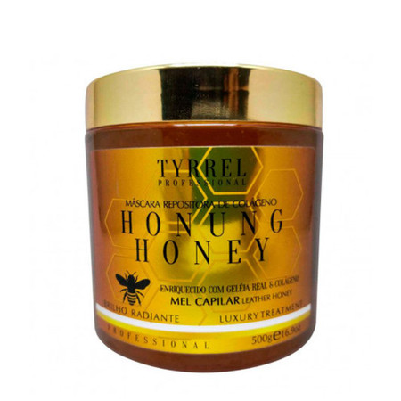 Front view of Tyrrel Honug Honey Hair Mask 500g enriched with royal jelly and collagen for hair repair Front view of Tyrrel Honug Honey Hair Mask 500g enriched with royal jelly and collagen for hair repair